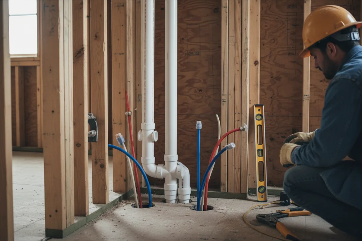 Drain and supply rough-in during Sump Pump Repair in Williamsport